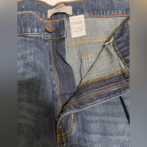 Denim Gold Mens Jeans Straight Leg Denim Blue Dark Wash Ripped Regular Fit 44x30 - Picture 6 of 14